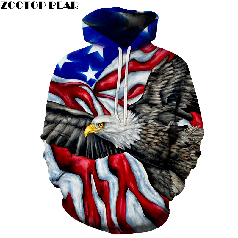 Flag Printed 3D Hoodies Men Sweatshirts Unisex Brand