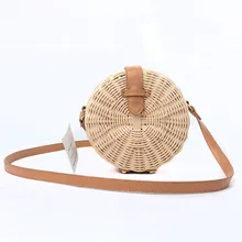 Плетеная Сумка из ротанга Новая летняя круглая сумка ручной работы модная соломенная сумка для отдыха Высококачественная ткацкая сумка через плечо пляжная сумка
