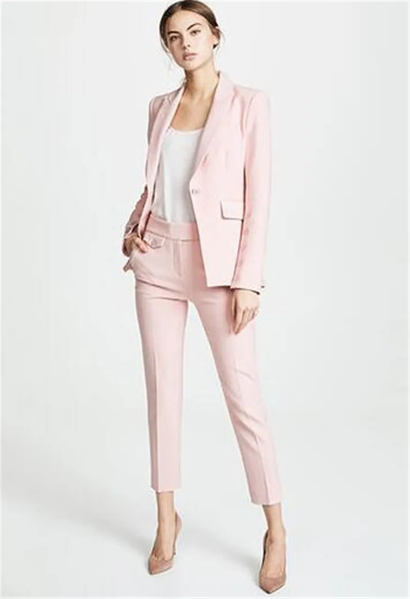 Розовый Для женщин бизнес куртка+ брюки Для женщин Бизнес костюмы Для женщин s брючный костюм офис едином Стиль женские брюки костюм на заказ - Цвет: 002