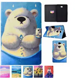 Прекрасный мультфильм белого медведя море искусственная кожа флип стоять умный чехол для samsung Galaxy Tab 10,1 2016 T585 t580 SM-T580