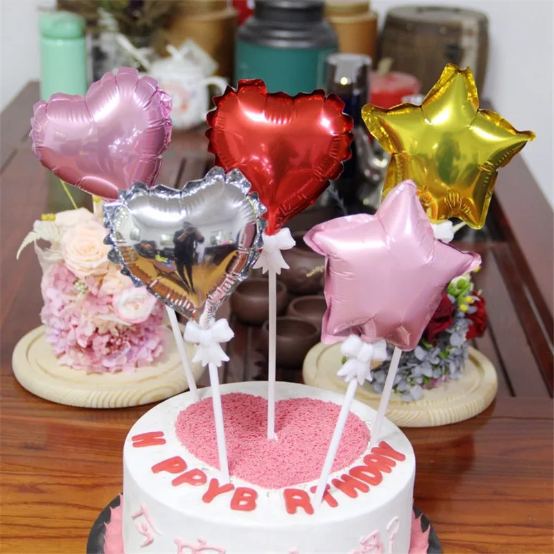 

1pc 5 inch Butterfly Balloon Pole Aluminum Foil Balloons Romantic Heart Star Shape Wedding Birthday Party Decor Cake Decorations