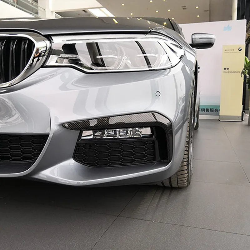

Carbon Fiber Color Front Fog Lights Frame Decoration Trim Strips For BMW 5 Series G30 G38 2018 Exterior Fog Lamp Modified Decals