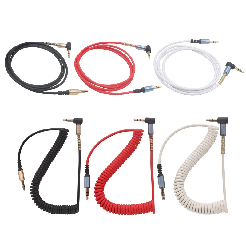 

Mobile Phone 3.5 Jack Aux Cable 3.5 mm Car Spring Audio Cable Gold Plated Jack Mle To Male Speaker Cables for Headphone Speaker
