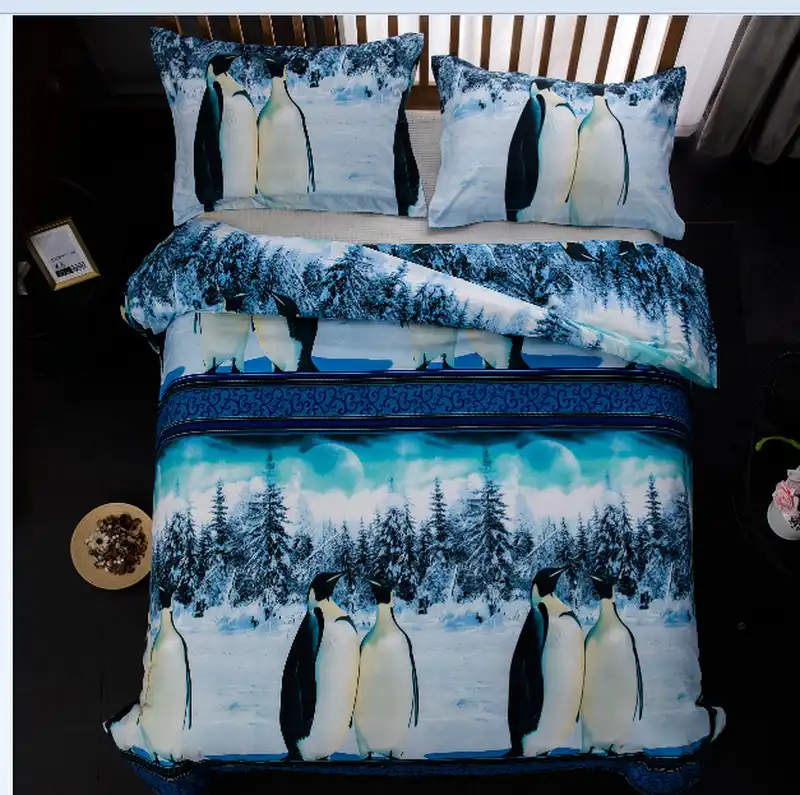 Hot 2018 New 3d Penguin Duvet Quilt Cover Pillowcase 3pcs Twin