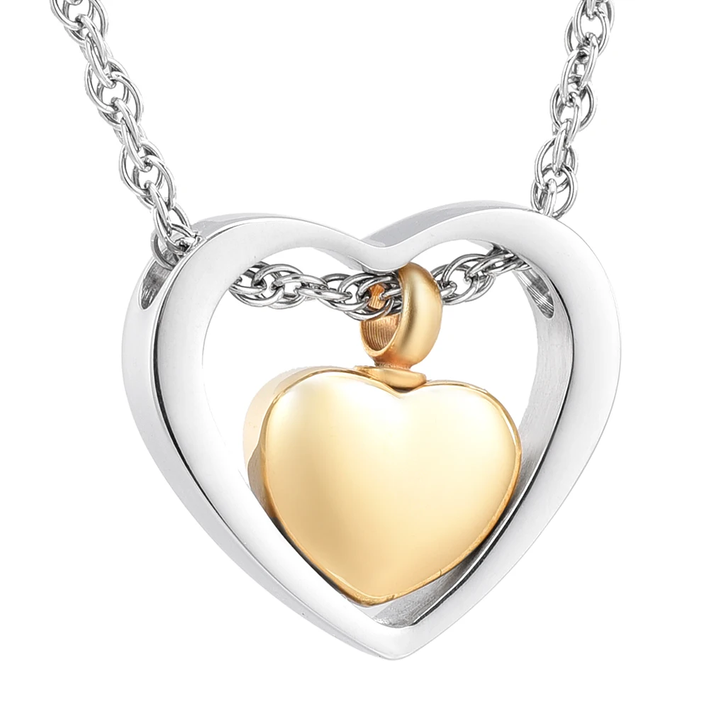 Hot Sell Cremation Memorial Jewelry Double Heart Urn Pendant Ashes
