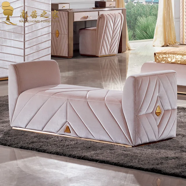 modern bedroom furniture bed end chair ottoman fabric sofa chaise