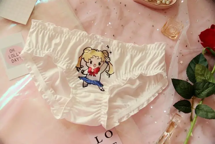 Sailor Moon Prtint Milk Wire трусики милые девушки мультфильм трусы рюшами бантом женские аниме японский Низкая талия трусы