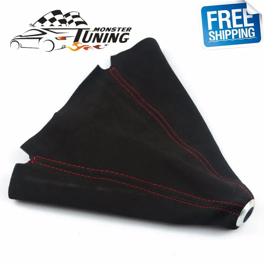 

Free Shipping Suede leather Red Stitch Shift Knob Shifter Boot Cover MT/AT