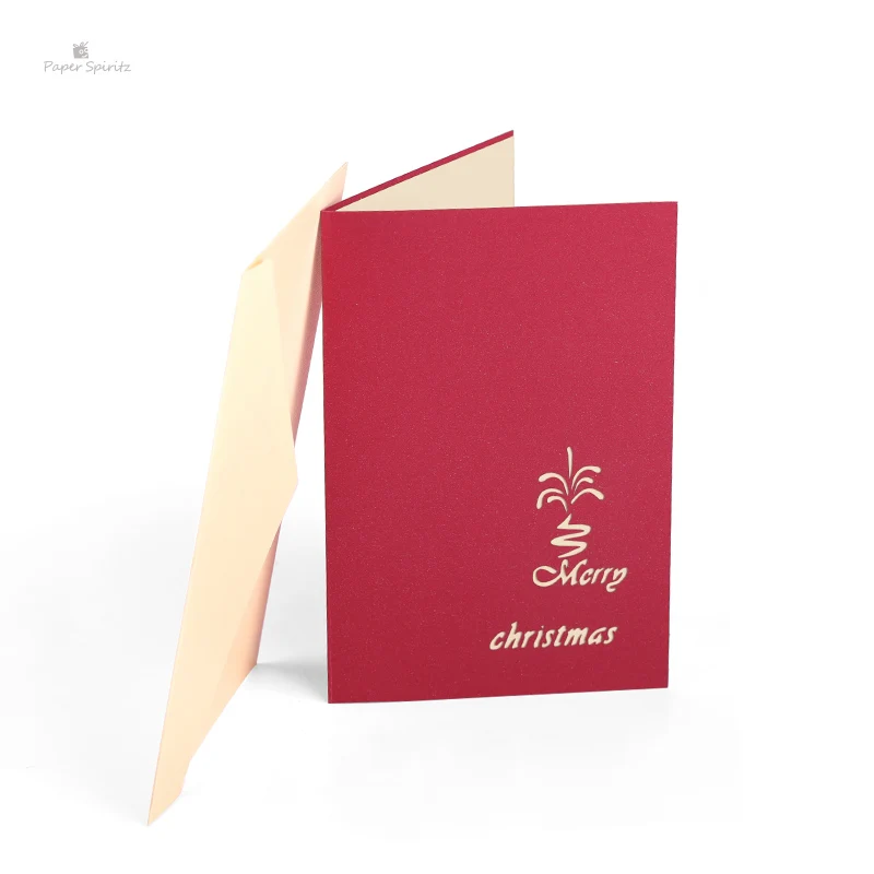  PAPER SPIRITZ Merry Christmas Cards 3d laser cut paper pop up card with blank envelope invitations  - 32894212870