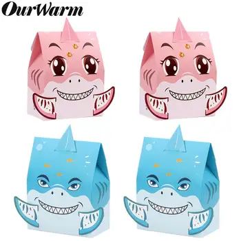 

OurWarm 12Pcs Animal Shark Party Gift Boxes Under the Sea DIY Paper Favor Box Shark Birthday Party Baby Shower Decorations