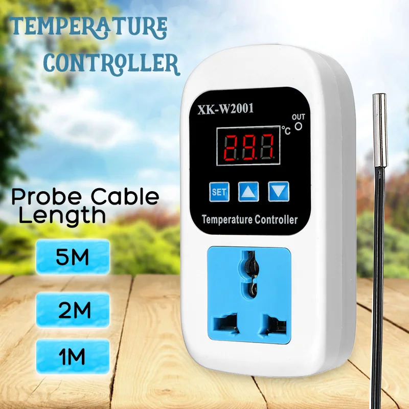 

Adjustable Temperature Controller 1M/2M/5M Length Probe 110-220V Digital Display Socket AU Plug for Winemaking Brewing Beer