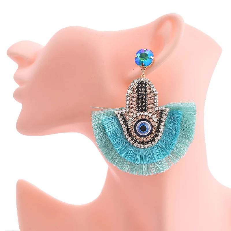 Bohemian Tassel Earrings Finged Pendientes Oorbellen Crystal Long Dangle Drop Earrings For Women Fashion Jewelry oorbellen Size