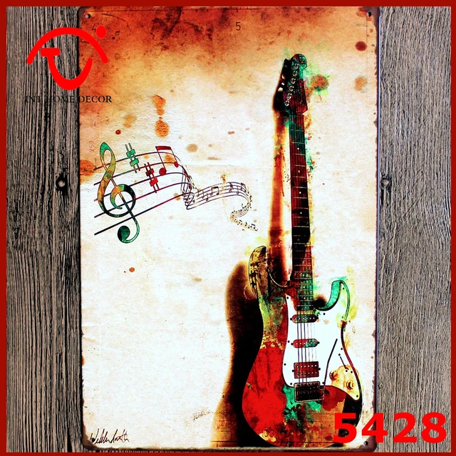 Vieille Inscrivez Tin Guitare Affiche De Mur Fshion Bar Pub Art
