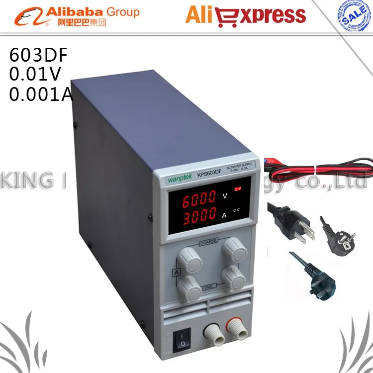 

KPS603DF 0-60V/0-5A 110V-230V 0.01V/0.001A EU LED Mini Adjustable Digital DC power supply mA display FOr US/EU/AU Plug