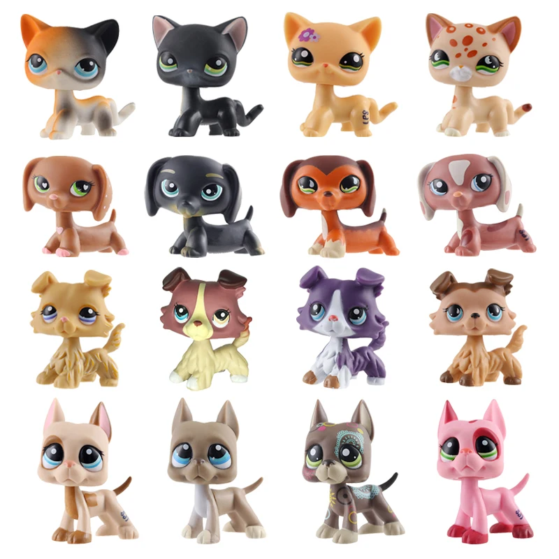 

Rare Pet Shop Lps Children's Toys Standing Small Short Hair Cat Pink Black Original Dog Dachshund Shepherd Dad Free Shipping