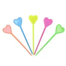 50 шт. пластиковые палочки в форме сердца для фруктов, коктейлей, закусок, еды, вилки, посуда, барная посуда, кухонные аксессуары