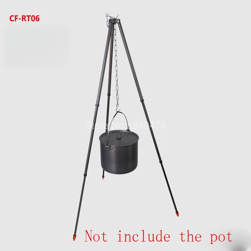 

Alocs Outdoor Camping Tripod Frame Shelf Portable Picnic Cooking Tripod Hanging Pot Campfire Grill Stand with Bag CF-RT06