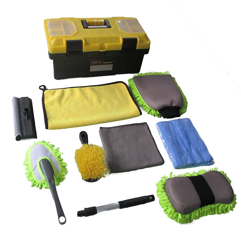 

9-piece storage car cleaning kit car wash gloves car wash towel car tires cleaning wipe