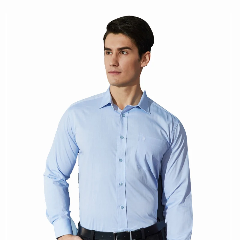 

Blue Plus Size 6xl Cotton Long Sleeve Men Formal Dress Shirts Non Iron Male Easy Care Formal Tops Business Shirts New Fashion