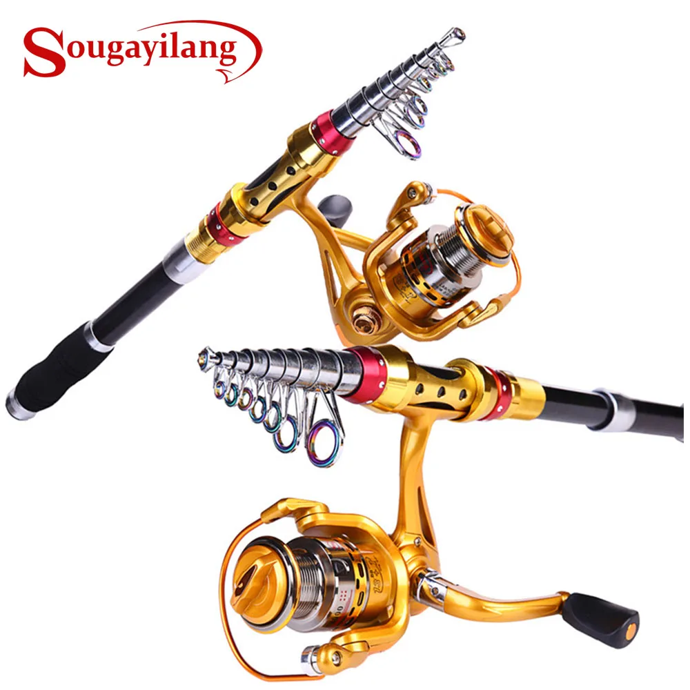 Sougayilang 1.8-3.6 M تلسكوبي الكربون الصيد قضيب و 13 + 1BB بكرة لف صنارة صيد سفر الصيد قضيب كومبو