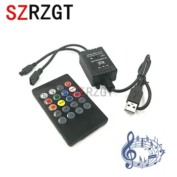 

5V Music IR Controller 20 Keys 6A 3*2A Black Voice Sound Sensor Remote Practical Home Party For usb 5050 3528 RGB 5V LED Strip
