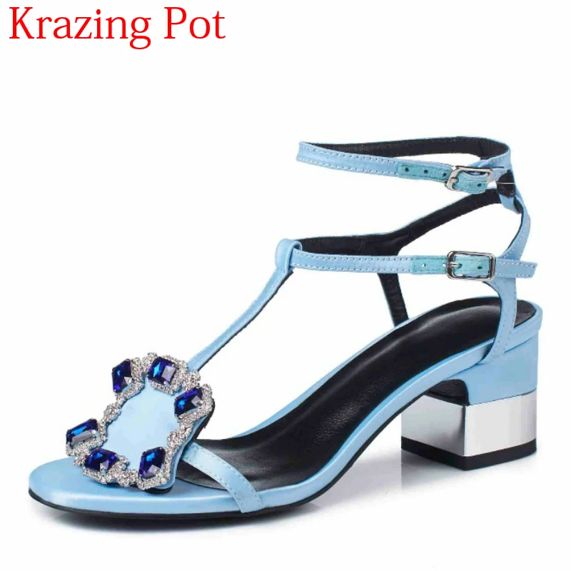 

2018 New Arrival Silk Sheep Suede Luxury Brand Summer Shoes Diamond Crystal Buckle Big Size Gladiator Peep Toe Sweet Sandals L05