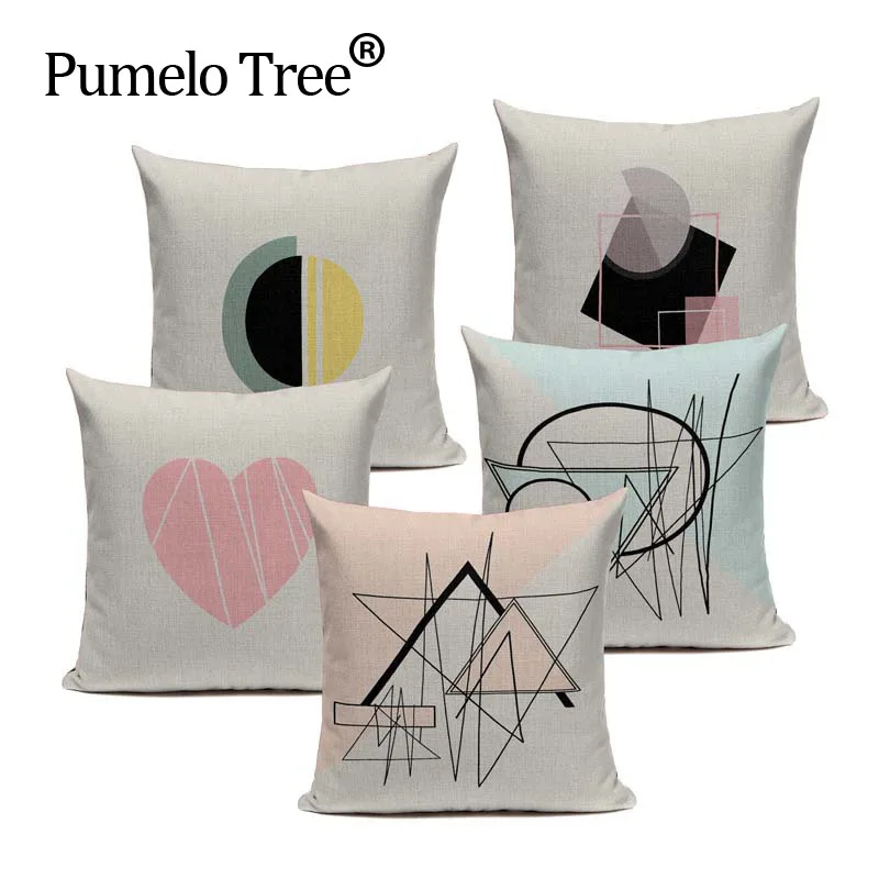 

Geometric Triangle Diamond Circle Cushion Cover Throw Pillow Cotton Linen Pillow Case 45x45cm Sofa Home decor Bedroom Car Custom