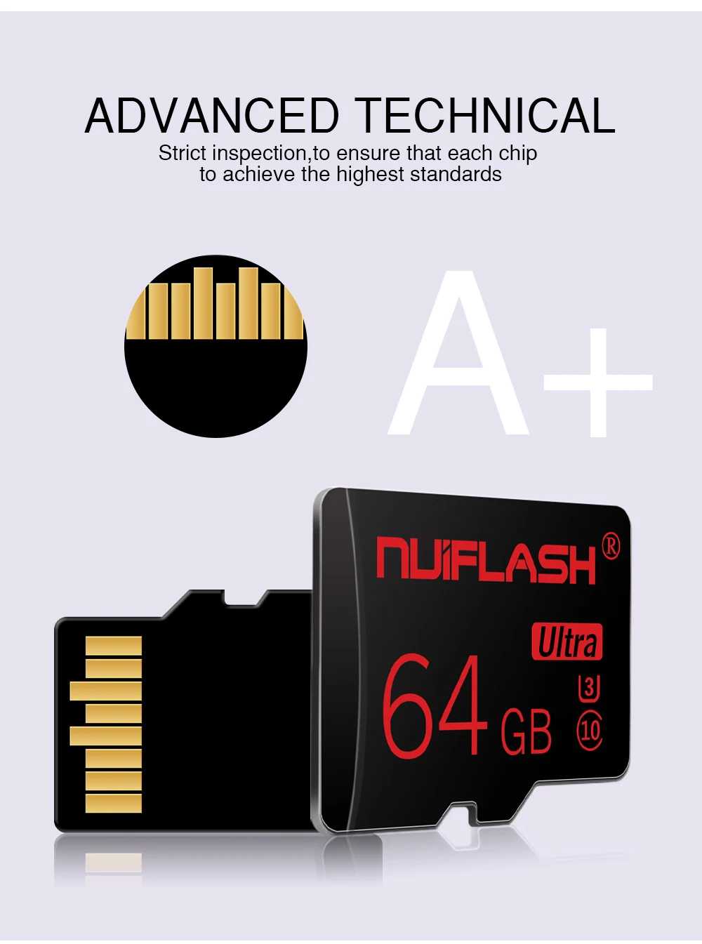 Nuiflash карта памяти micro sd, реальная емкость, 8 ГБ, 16 ГБ, 32 ГБ, 64 ГБ, класс 10, micro sd карта, TF карта для телефона/планшета, ПК, высокая скорость