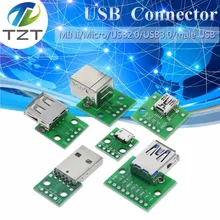 TZT MINI MICRO USB Для DIP адаптера/USB разъем 2,54 мм 5pin Женский Разъем b Тип USB2.0 Женский PCB конвертер USB-01