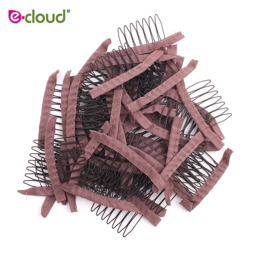 

50-100Pcs Brown Wig Comb Cheap Wig Clips Combs Hair Extensions Clips Comfortable Wig Clips Top Stainless Steel Wig Making Tool
