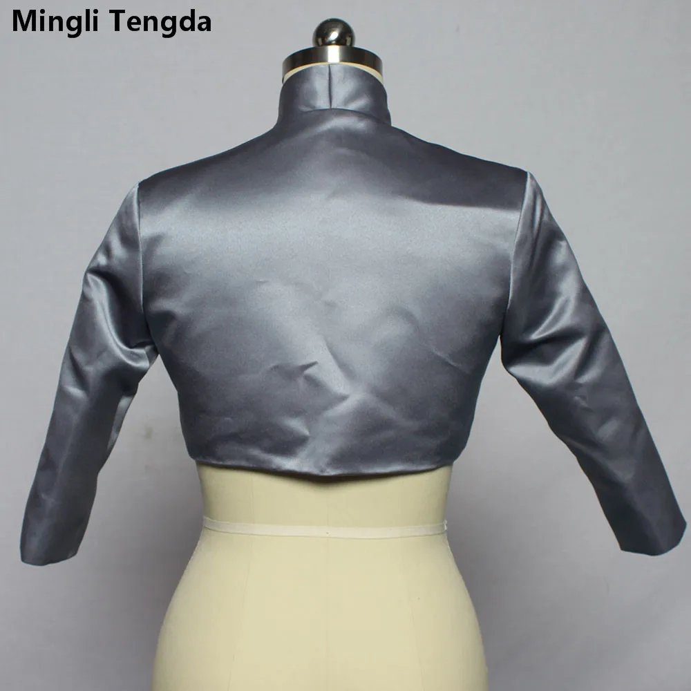 На заказ Половина рукава новый серебряный/серый атласный Болеро подкладке Болеро/куртка/Палантин/шаль/обёрточная бумага/Палантин Mingli Tengda