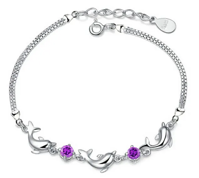 Silver Dolphin Bracelet South Korea Jewelry Fashion Small Animal Crystal Bangle Birthday Gift Special Austrian | Украшения и
