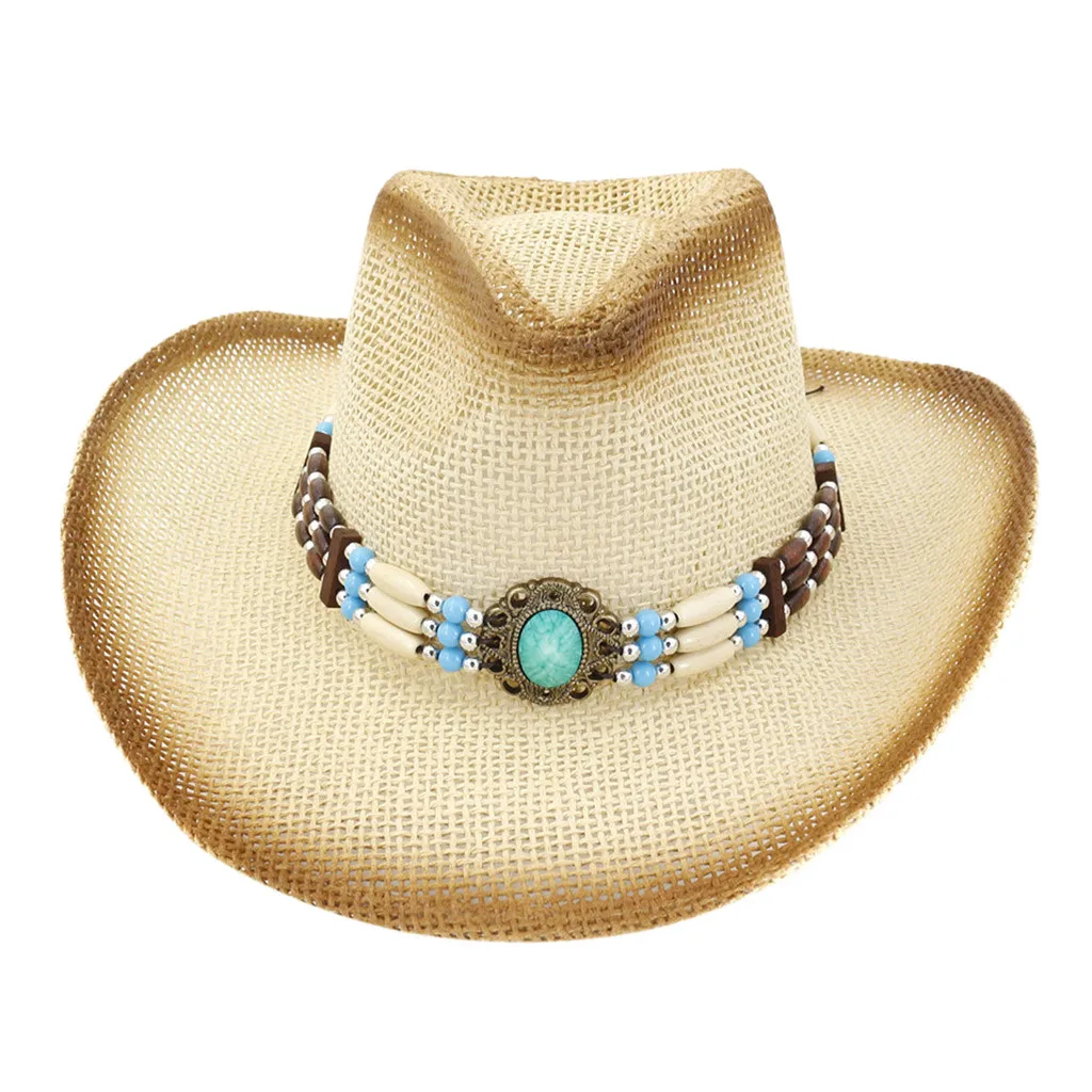 Летняя женская шляпа из плетеной соломы ковбойская шляпа классический Cattleman в ковбойском стиле соломенная шляпа ковбоя солнце шляпа мужская кепка# YL5