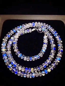 

Genuine Blue Light Natural Moonstone Bracelet Women Stretch 6mm Crystal Clear Abacus Beads Fashion Necklace AAAAAA