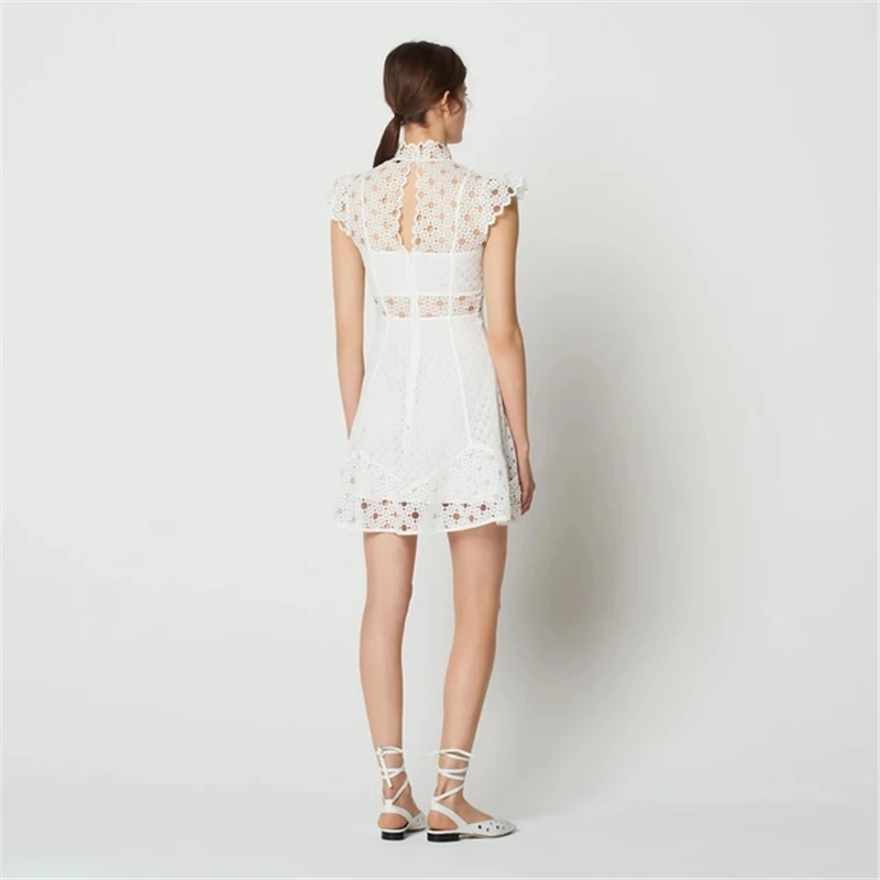2019 Mini Dress Sexy Celedrity Backless Elegant Short O Neck Women Hollow Out Night Club See-Through Body con Dresses Wholesale