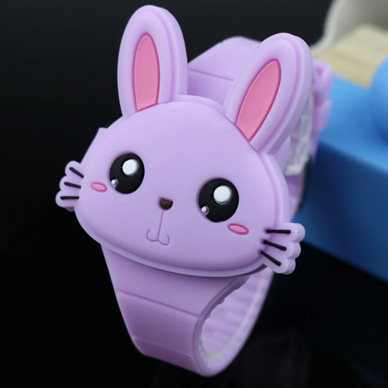 Детские часы с милым кроликом из мультфильма, резиновые электронные детские часы с откидной крышкой для мальчиков, студенток, девочек, часы Reloj Infantil Saati