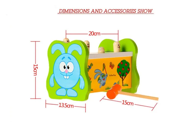 Деревянный Молотки ing скамейка детская Погремушки игрушка Молотки цветные деревянные колышки игры Симпатичные Мышь детские игрушки подарки