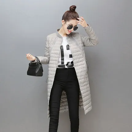 Grey AYUNSUE, новинка, зимние женские куртки, 90% белый утиный пух, пальто, европейский стиль, ультра-светильник, пуховики, женские, теплые, длинные, парка, ST519 - Цвет: Grey