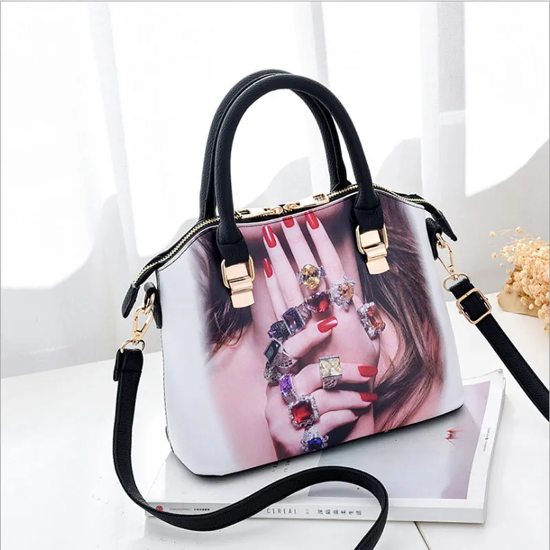 Женская сумка, модный стиль, женские Наплечные сумки с цветочным узором, сумки-мессенджеры, кожаная повседневная сумка-тоут, вечерняя сумка - Цвет: finger