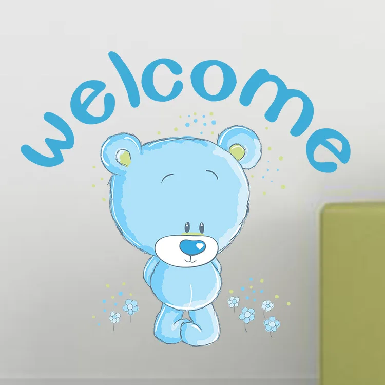 

DIY Lovely Bear Home Decor Wall Stickers WELCOME Quotes Animal Kids Baby Rooms Wall Decals Poster Art