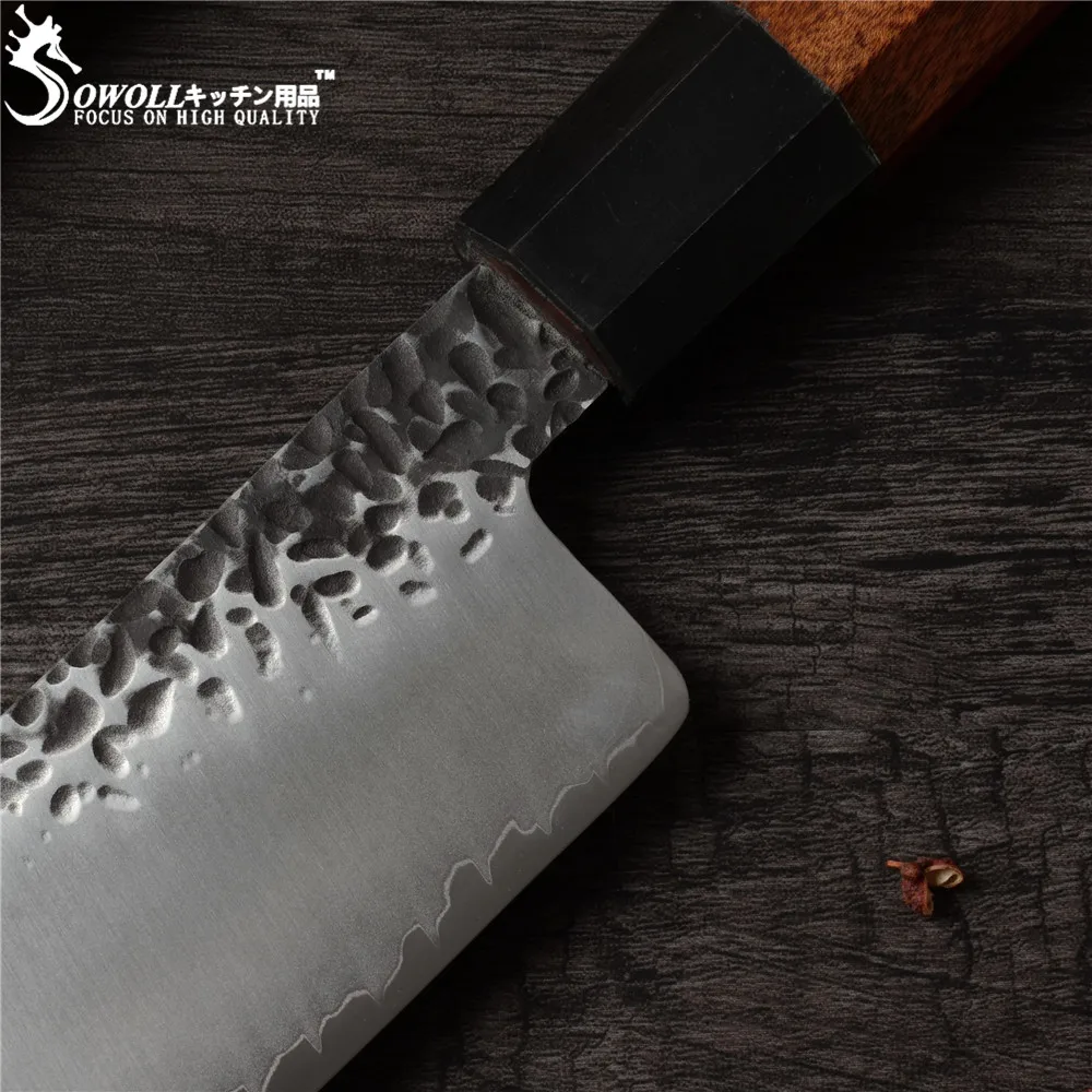 SOWOLL ручной работы кованый кухонный нож из дамасской стали японский для