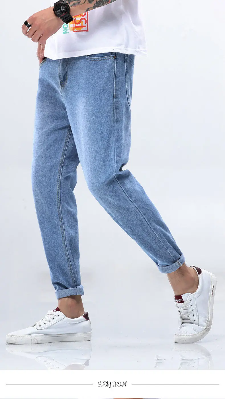 Solid Jeans Men Simple Pencil Pants Cotton Cargo Jeans Pant Male Trousers Youth Full Length Casual Chinese Brand Jeans Free Ship 04