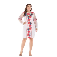 2018 New Fashion Women Dress Knee Length O Neck Summer Oversized Full Sleeve Ukrainian Vestidos Patchwork Big Size 6XL Dresses 2018 New Fashion Women Dress Knee Length O Neck Summer Oversized Full Sleeve Ukrainian Vestidos Patchwork Big Size 6XL Dresses