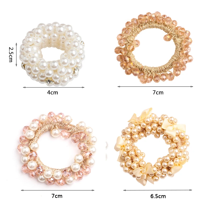 Korean style pearl beaded hair ties Scrunchies Elastic hairband Ponytail Holders women  Hair Rope Rubber gum Hair Accessories