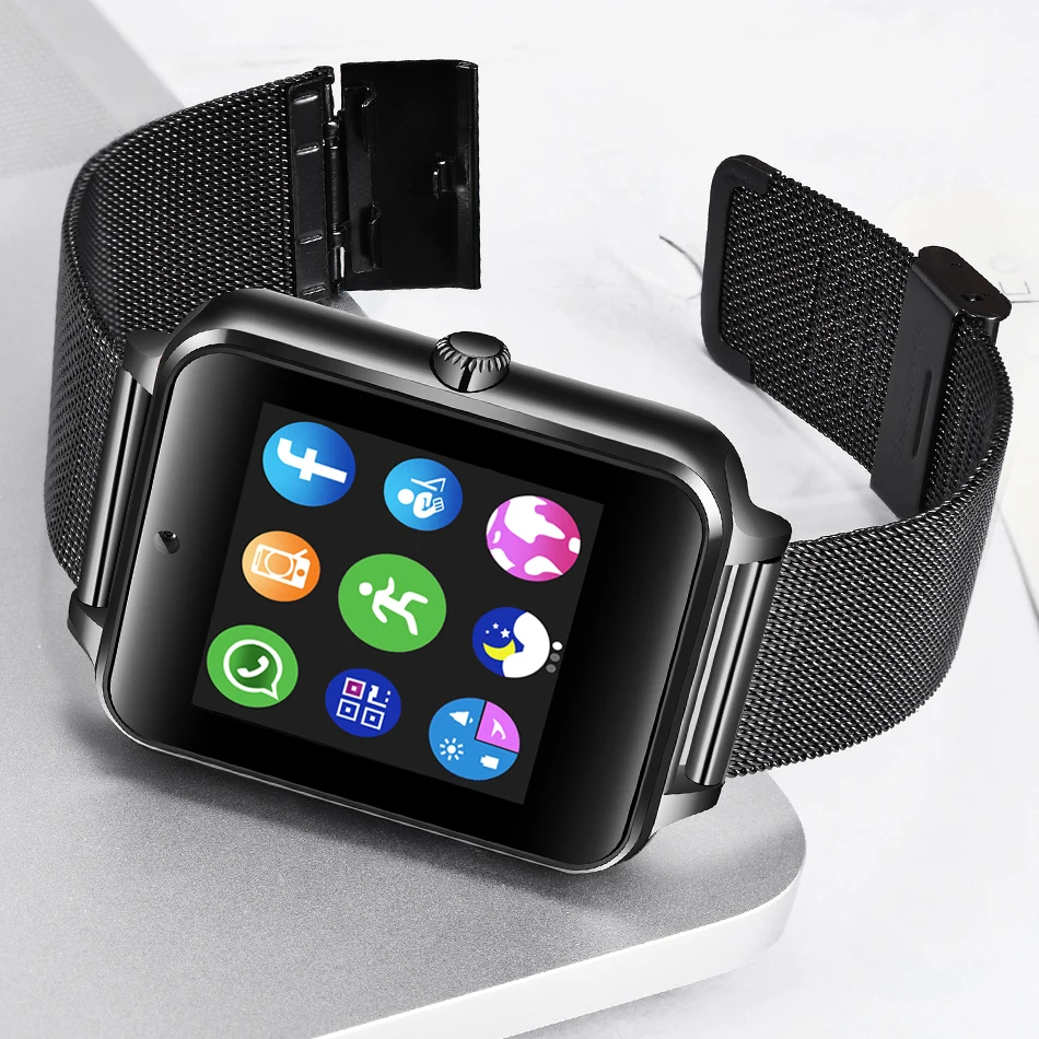 Bluetooth смартфон часы мужские спортивные Шагомер модные нержавеющие стальные «Умные» часы Поддержка SIM tf-карты камеры Android
