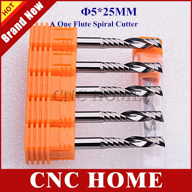 5pc 5*25MM one flute bit carbide 5mm end mill set, CNC Router End Mills