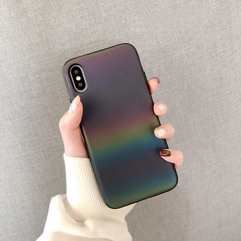 

Laser Gradient phone case for iphone XS Max XR XS Matte hard phone case for iphone 7 8 6 6s Plus back cover capa