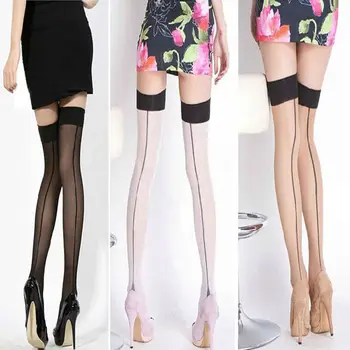 

1 pair Sexy Women Lady Girls Heal Seamed Seam Over Knee Thigh High Stockings Pantyhose Medias Lingerie clothing accessories