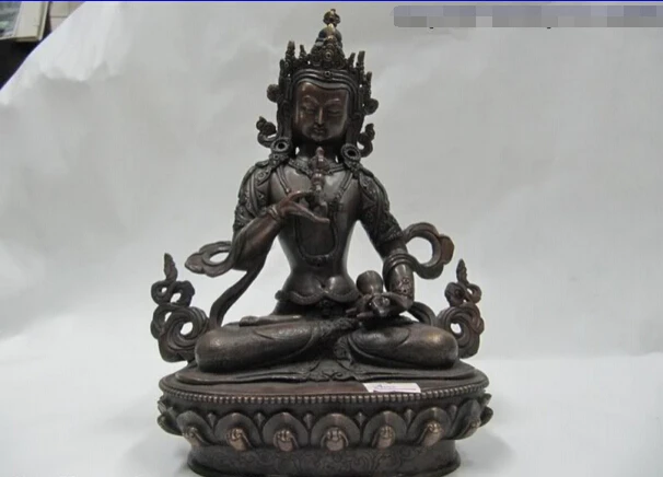 

S1624 9"Tibet Fane 100% Pure Bronze made Vajrasattva Vajradhara Guan Yin Buddha Statue D0318