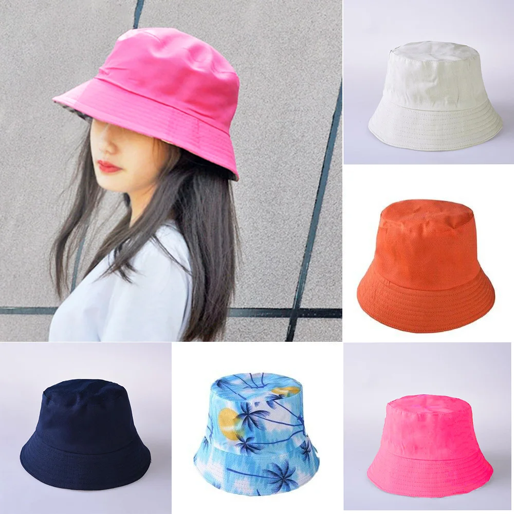 

Holiday Candy Color Bucket Hats Washed Fisherman Hat Summer Woman Climbing Fishing Hunting Sunscreen Casual Folding Cap